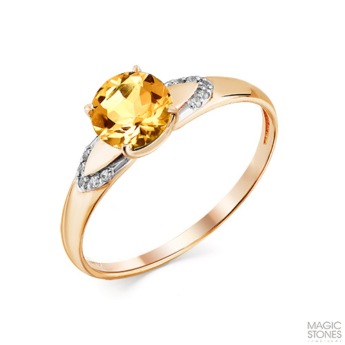 Inel din aur roșu cu pietre Cubic Zirconia Incolor, Citrin