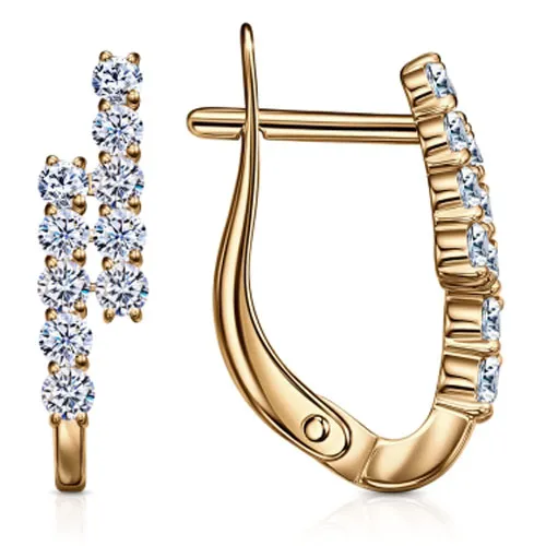 Cercei din aur roșu cu Cubic Zirconia Incolor