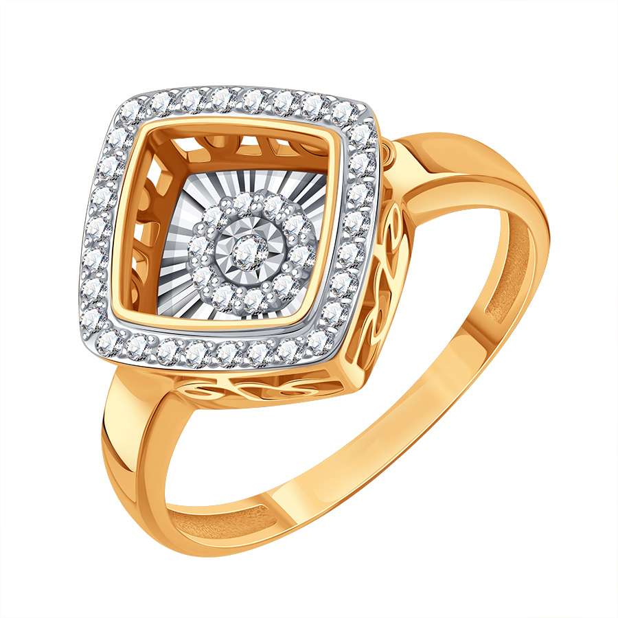 Кольцо из красного золота с камнями Бриллиант