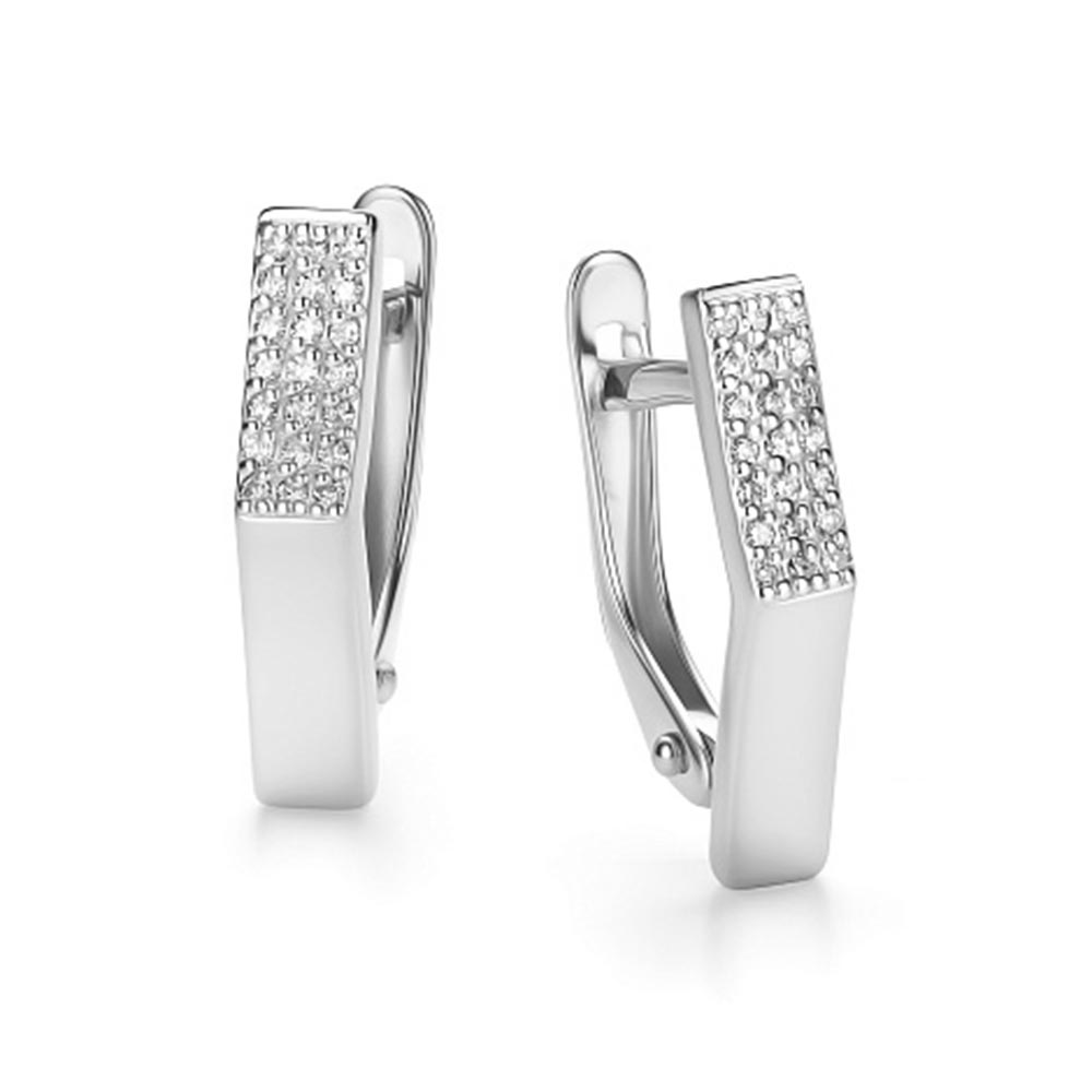 Серьги из белого золота с камнями Бриллиант