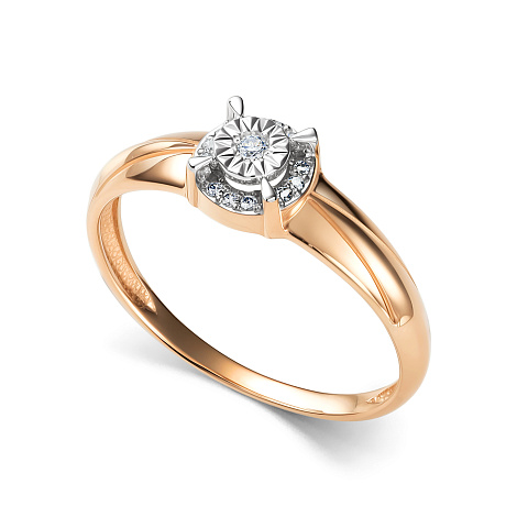 Кольцо из красного золота с камнями Бриллиант