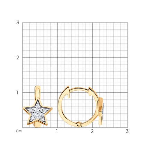 Cercei Creole din aur roșu cu pietre Cubic Zirconia Incolor