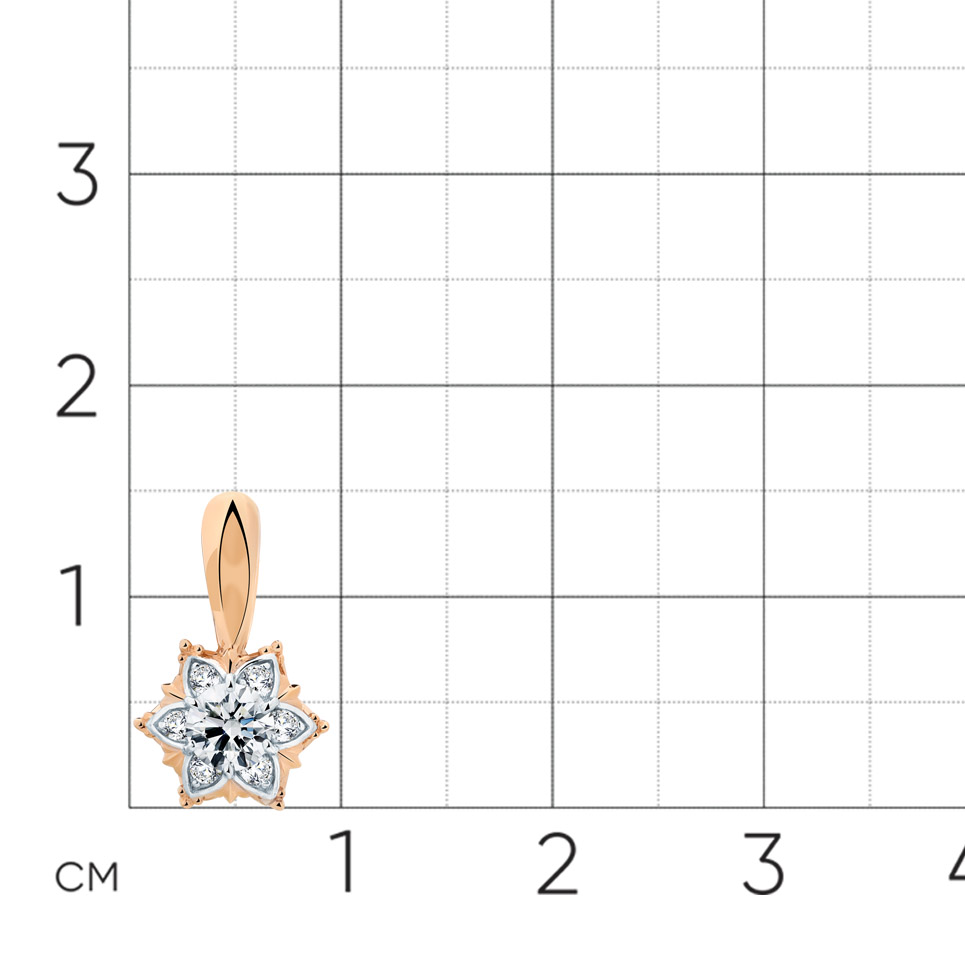 Pandantiv din aur roșu cu pietre Cubic Zirconia Incolor