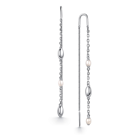 Серьги Продёвки из серебра с камнями Жемчуг имит.