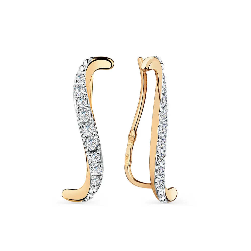 Cercei din aur roșu cu Cubic Zirconia Incolor