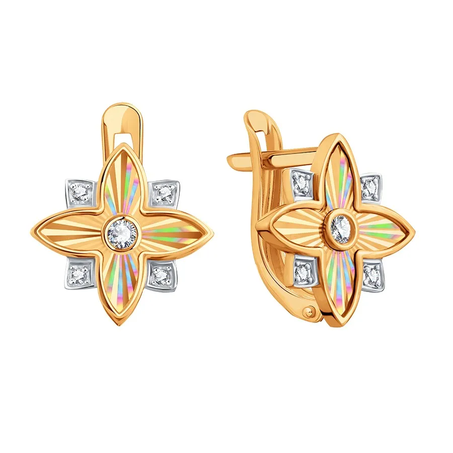 Cercei din aur roșu cu Cubic Zirconia Incolor