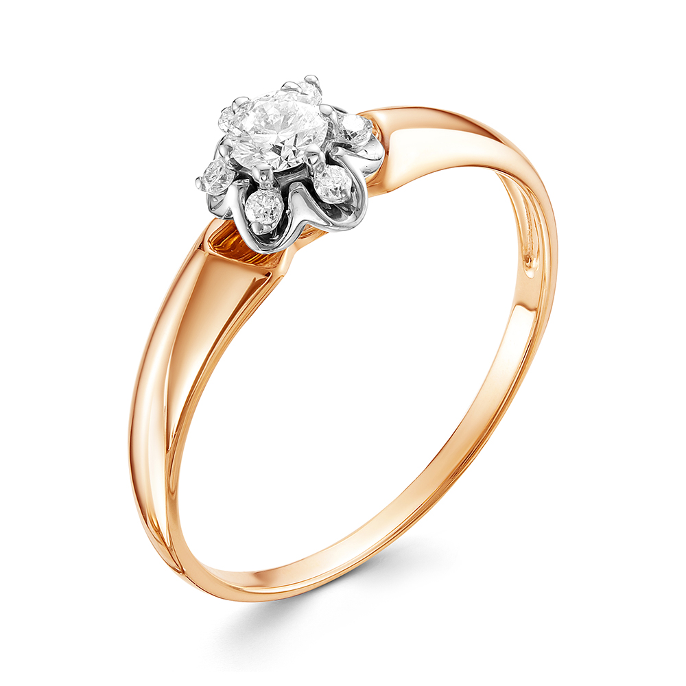 Inel din aur roșu cu pietre Diamant