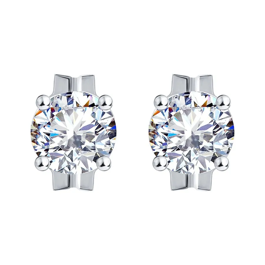 Cercei Pusete din aur alb cu Cubic Zirconia Incolor