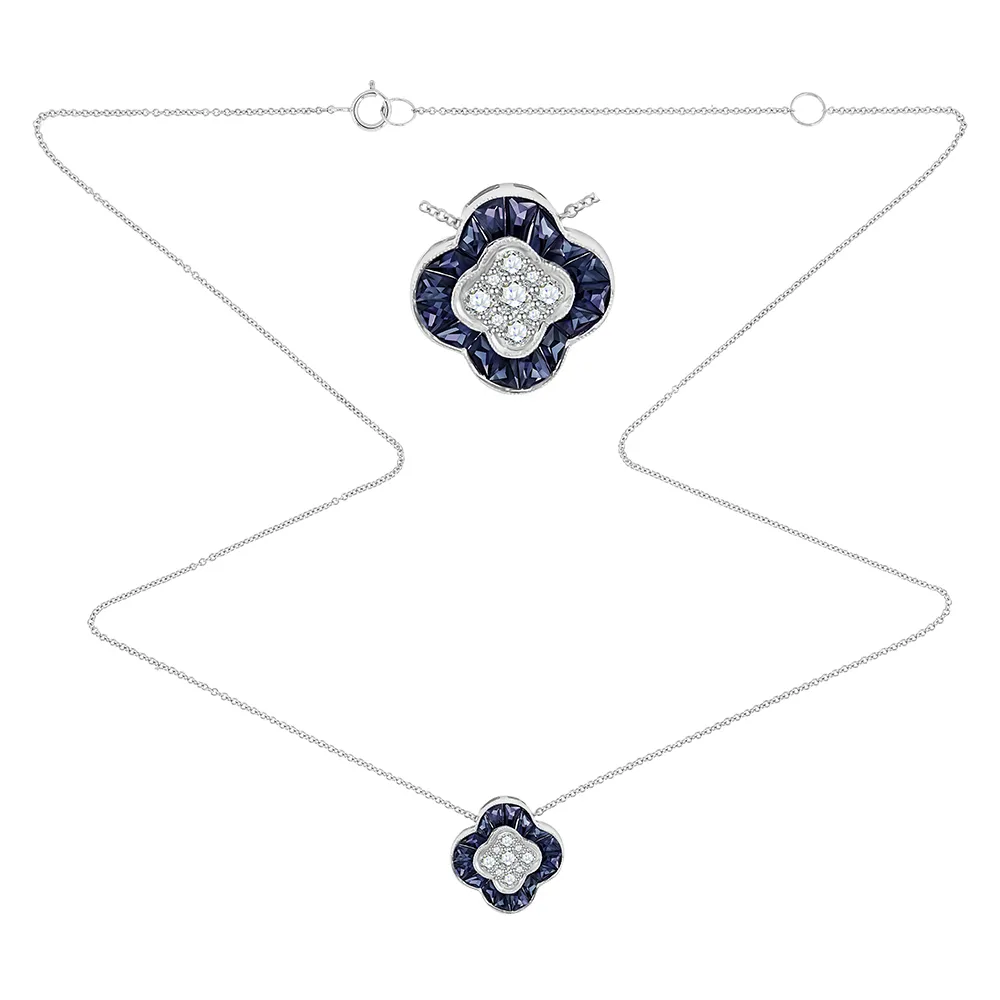 Colier din aur alb cu Diamant, Safir
