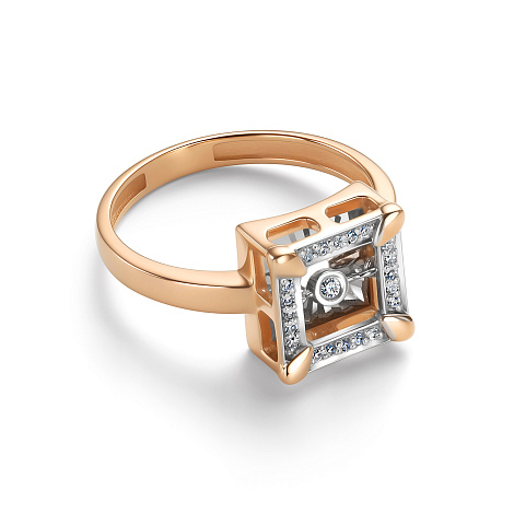 Inel din aur roșu cu pietre Diamant