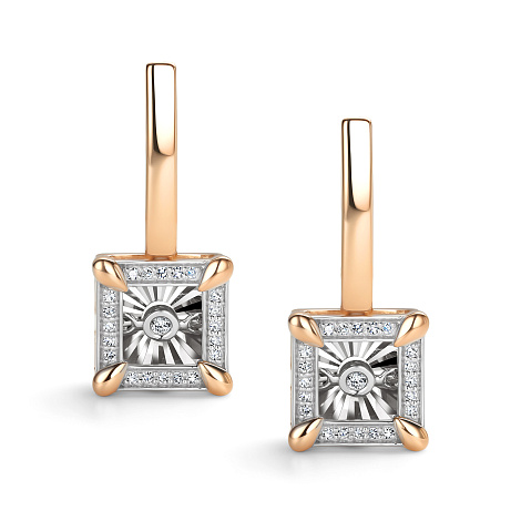 Cercei Suspendați din aur roșu cu pietre Diamant