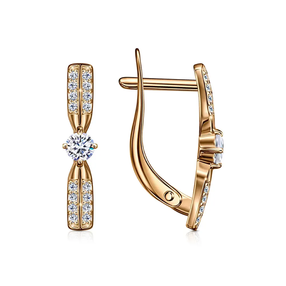 Cercei din aur roșu cu Cubic Zirconia Incolor