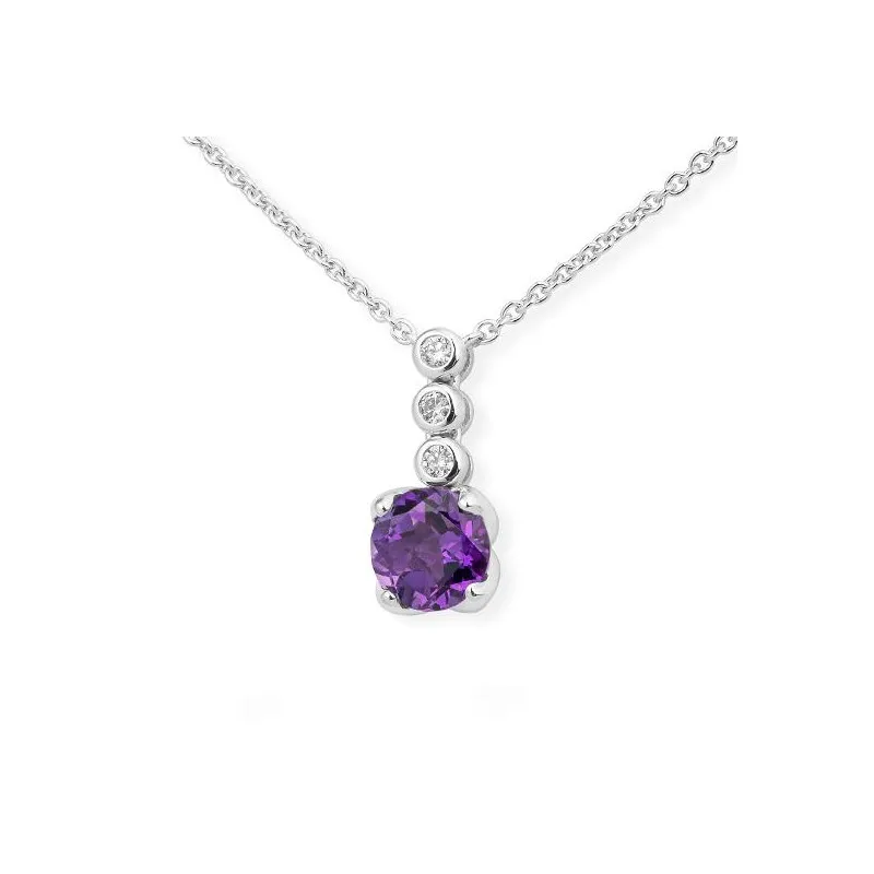 Colier din aur alb cu Diamant, Ametist