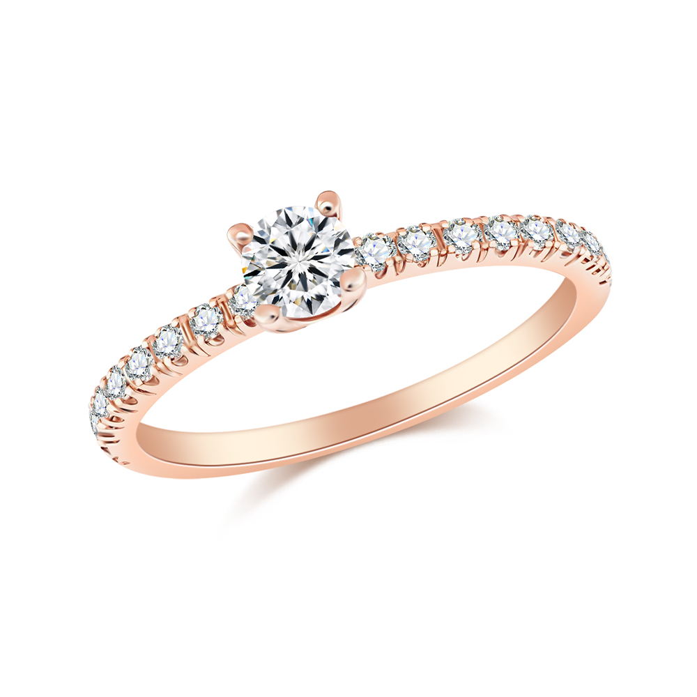 Inel din aur roșu cu pietre Diamant