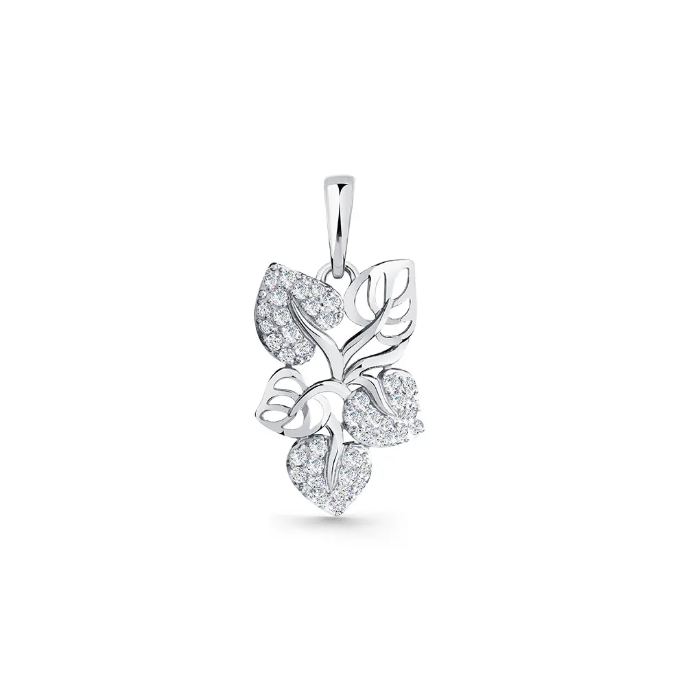 Pandantiv din aur alb cu Cubic Zirconia Incolor