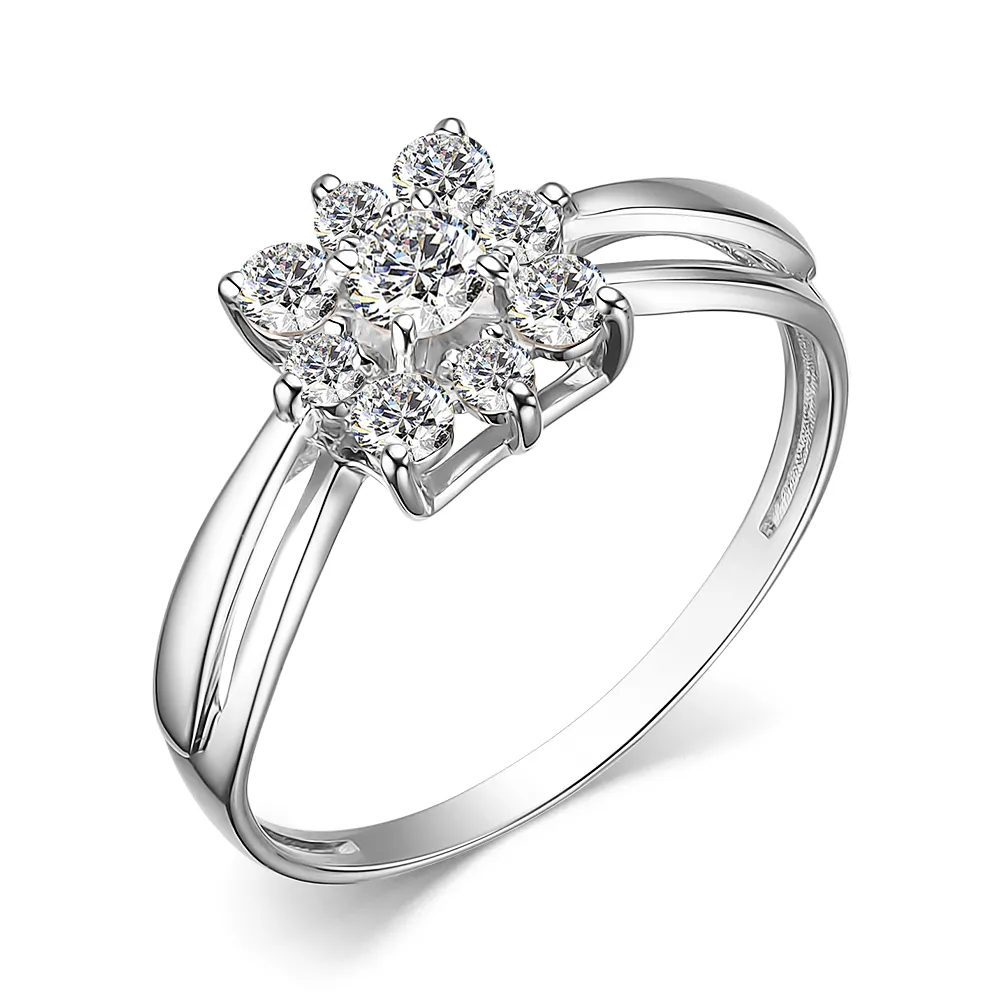 Inel din aur alb cu Cubic Zirconia Incolor