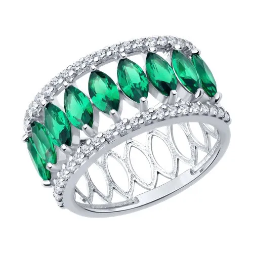 Inel din argint cu Cubic Zirconia Incolor, Sital verde (sint.)