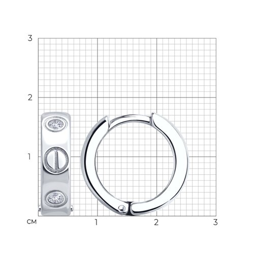 Cercei Creole din argint  cu pietre Cubic Zirconia Incolor