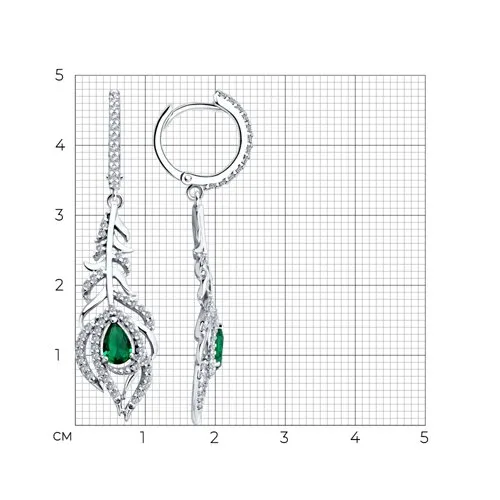 Cercei Creole din argint cu Cubic Zirconia Incolor, Cubic Zirconia Verde