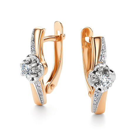 Cercei din aur roșu cu pietre Diamant