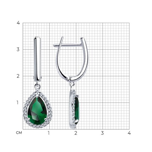 Cercei Suspendați din argint  cu pietre Cubic Zirconia Incolor, Cubic Zirconia Verde