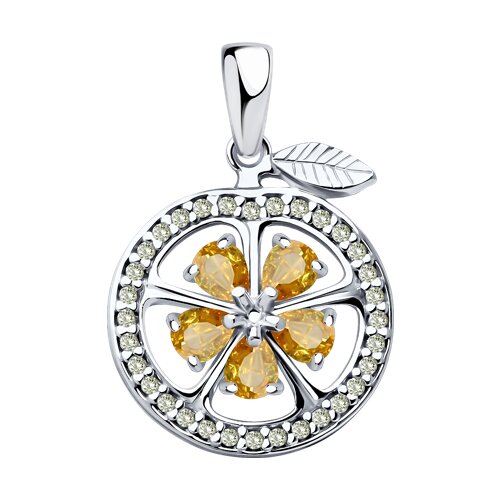 Pandantiv din argint  cu pietre Cubic Zirconia Incolor, Cubic Zirconia Galben