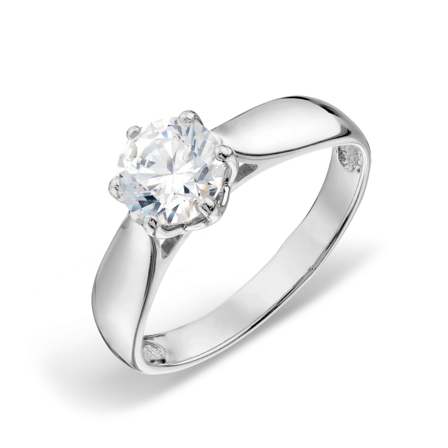 Кольцо из белого золота с камнями Фианит