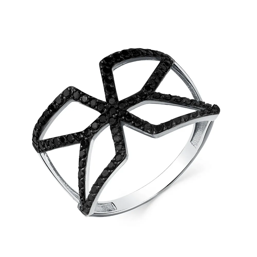 Inel din aur alb cu Cubic Zirconia Negru