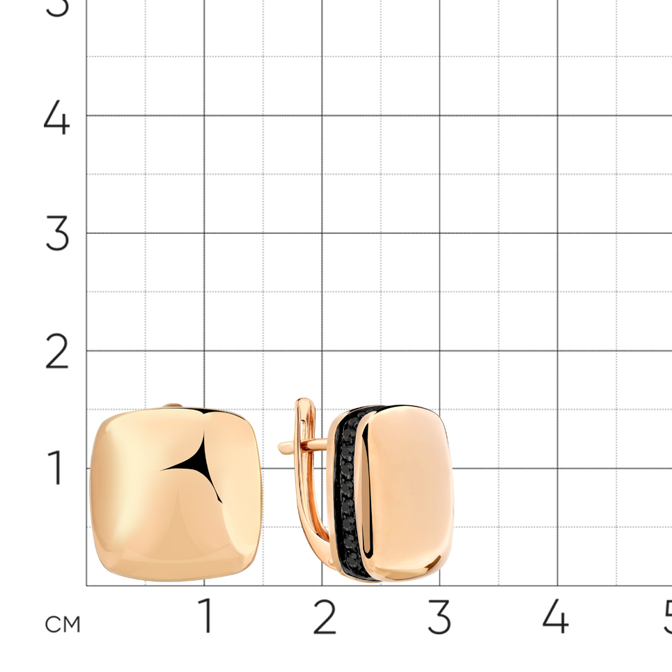Cercei din aur roșu cu pietre Cubic Zirconia Negru