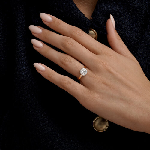 Кольцо из красного золота с камнями Фианит