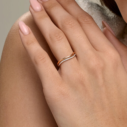 Inel din aur roșu cu pietre Diamant