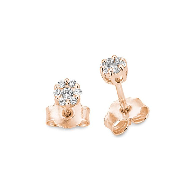 Cercei Pusete din aur roșu cu pietre Diamant