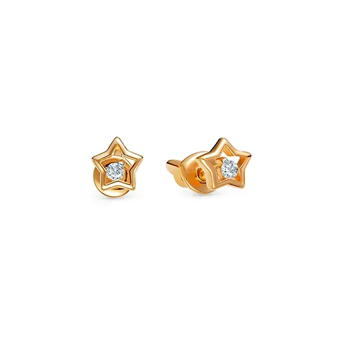 Cercei Pusete din aur roșu cu Cubic Zirconia Incolor