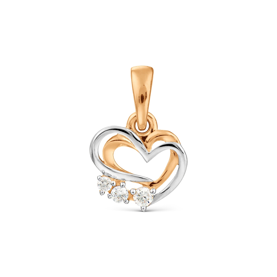 Pandantiv din aur roșu cu pietre Cubic Zirconia Incolor