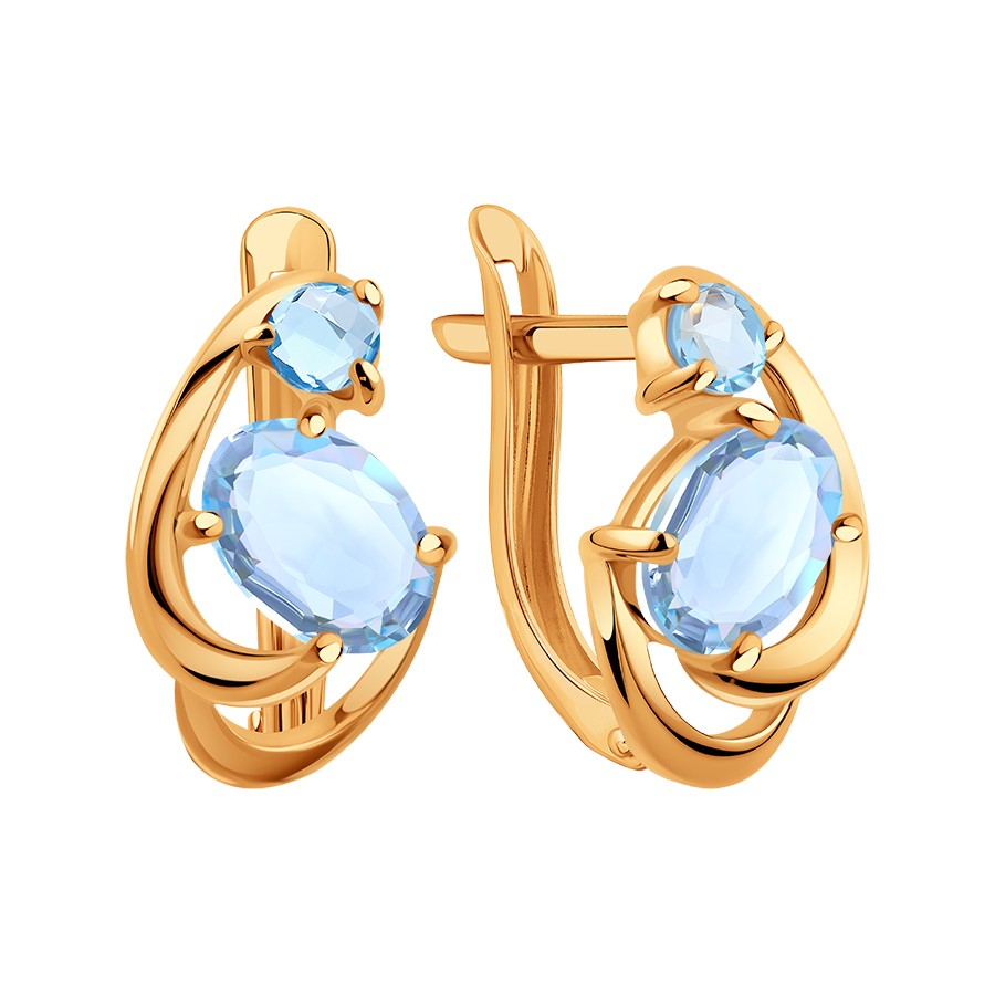 Cercei din aur roșu cu pietre Topaz