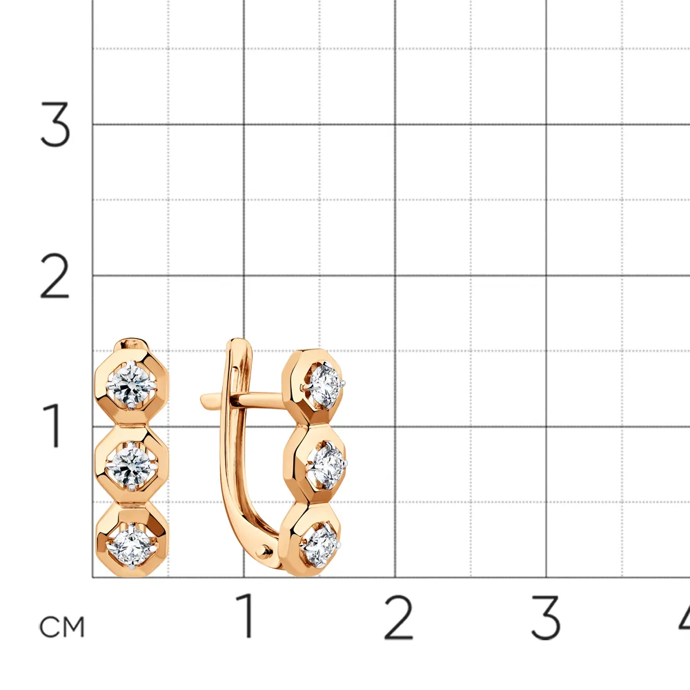 Cercei din aur roșu cu Cubic Zirconia Incolor