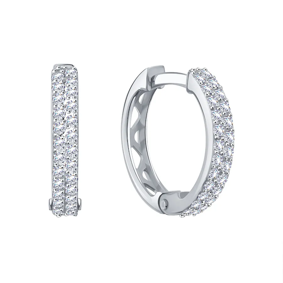 Cercei Creole din aur alb cu Cubic Zirconia Incolor