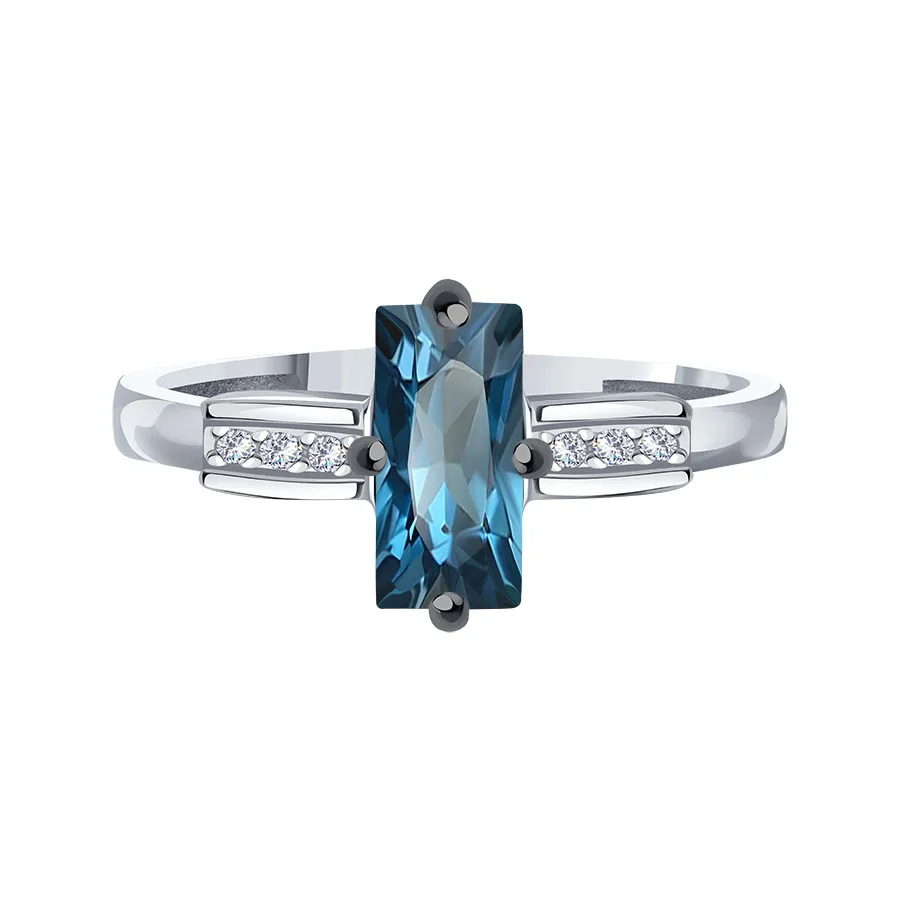 Inel din aur alb cu Cubic Zirconia Incolor, Topaz London