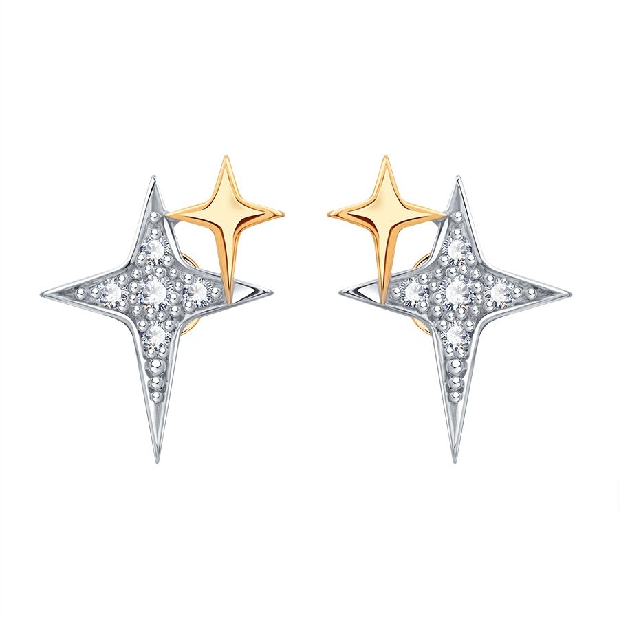 Cercei Pusete din aur roșu cu pietre Cubic Zirconia Incolor