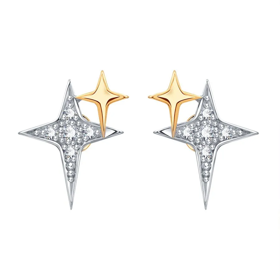 Cercei Pusete din aur roșu cu Cubic Zirconia Incolor