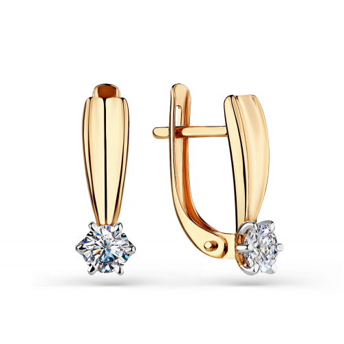 Cercei din aur roșu cu pietre Cubic Zirconia Incolor
