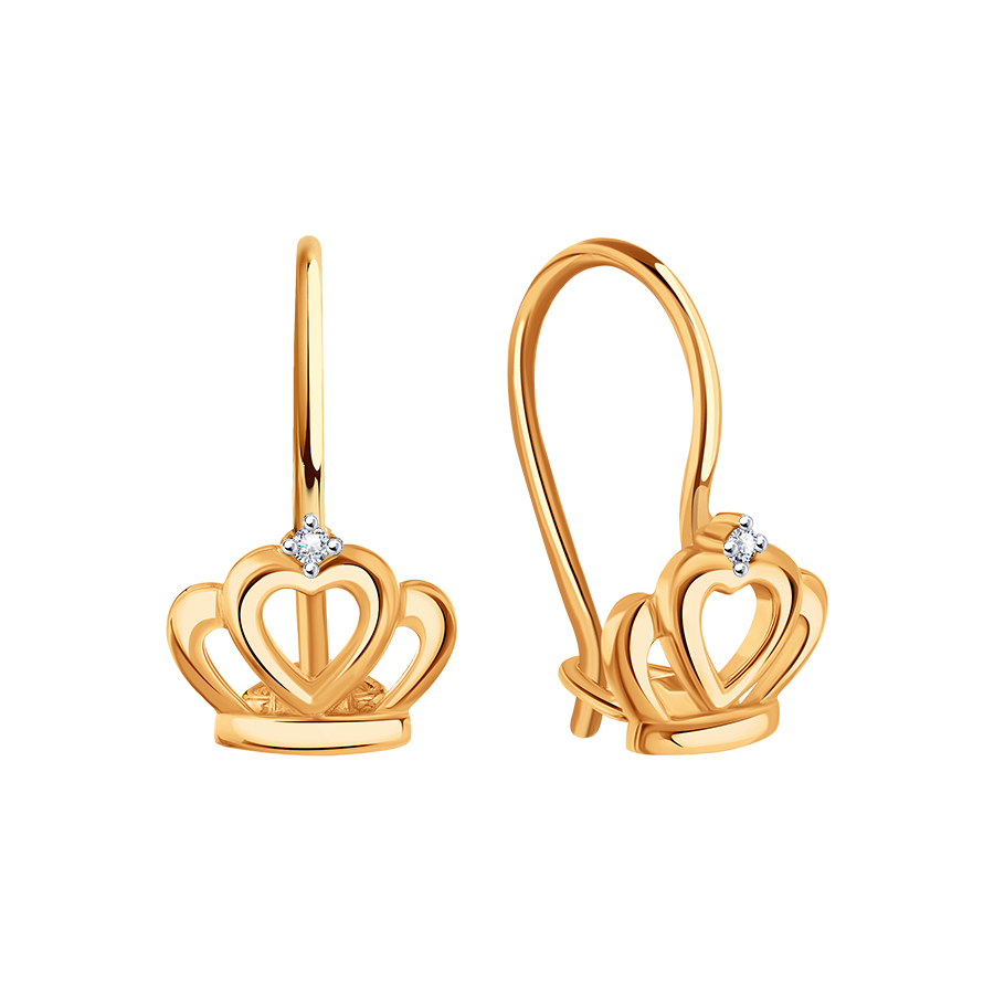 Cercei p-u copii din aur roșu cu pietre Cubic Zirconia Incolor