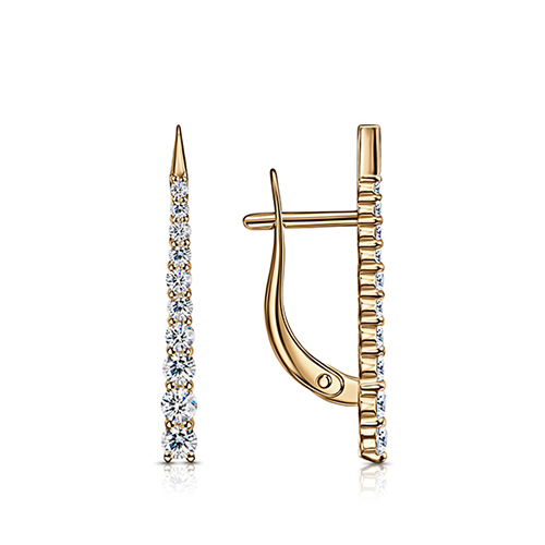 Cercei din aur roșu cu pietre Cubic Zirconia Incolor