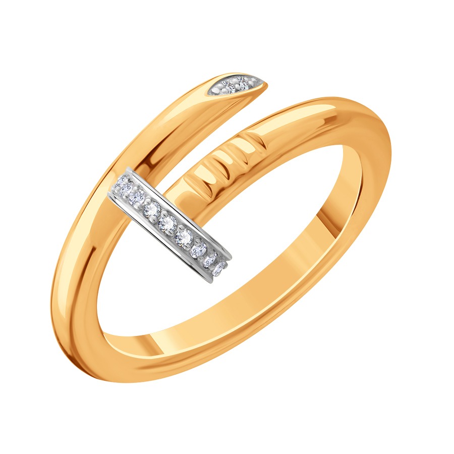 Inel din aur roșu cu pietre Cubic Zirconia Incolor