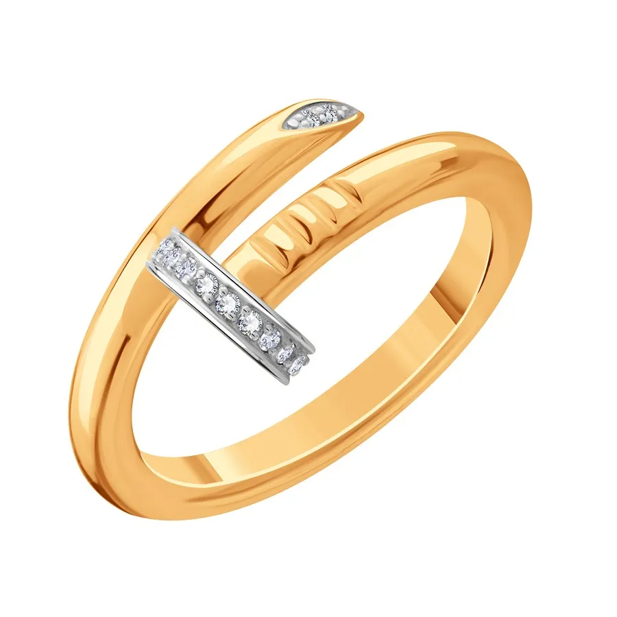 Inel din aur roșu cu Cubic Zirconia Incolor