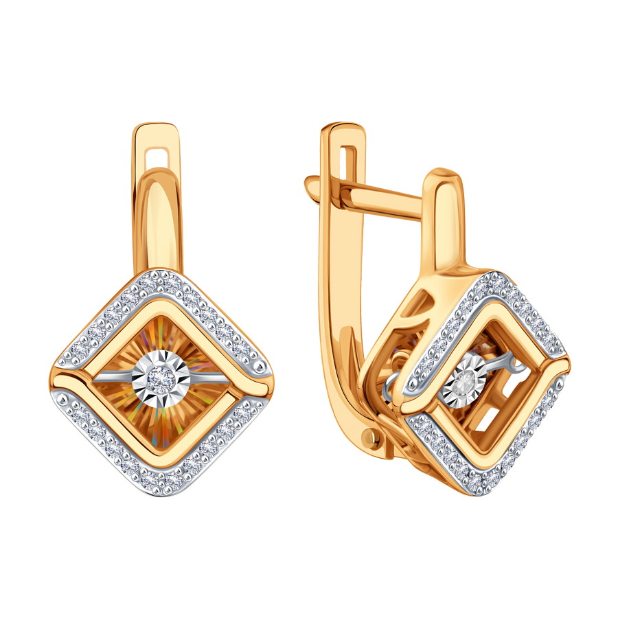 Cercei din aur roșu cu pietre Diamant