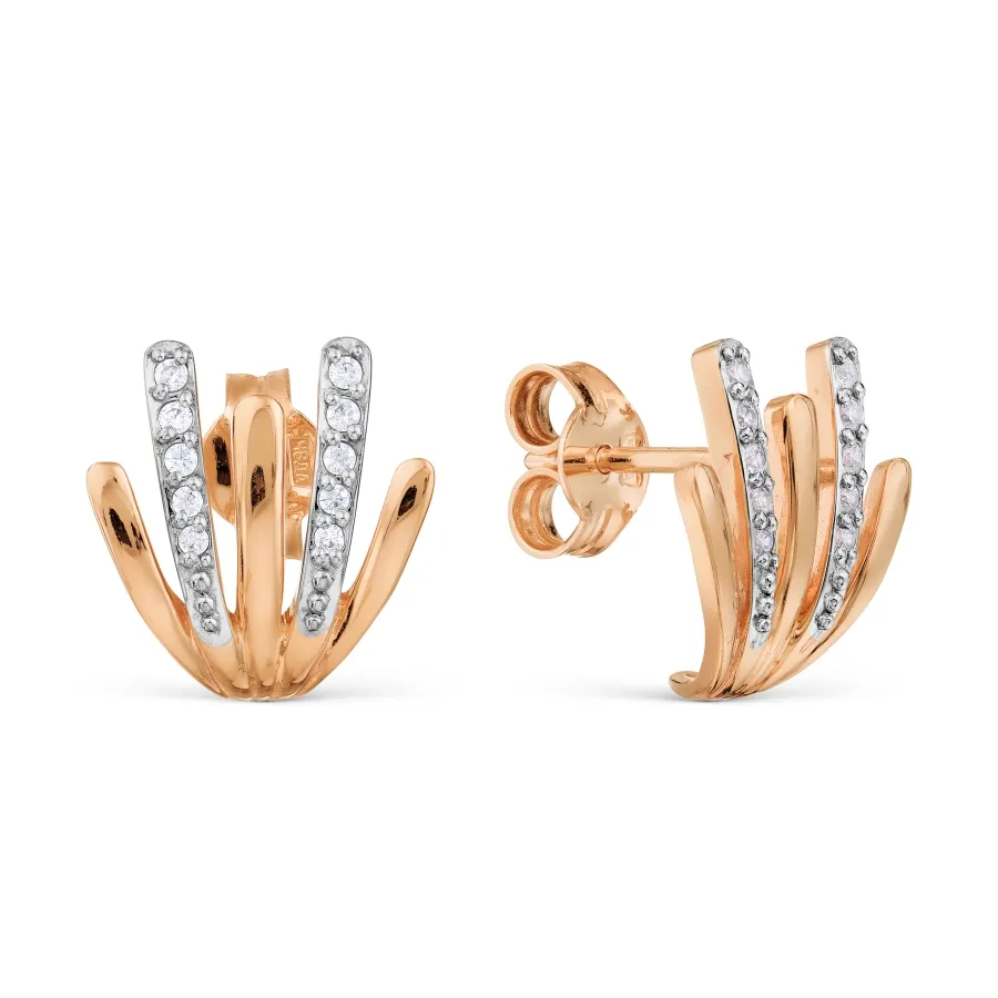Cercei Pusete din aur roșu cu Cubic Zirconia Incolor
