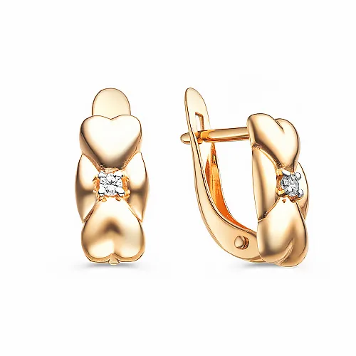 Cercei p-u copii din aur roșu cu Cubic Zirconia Incolor