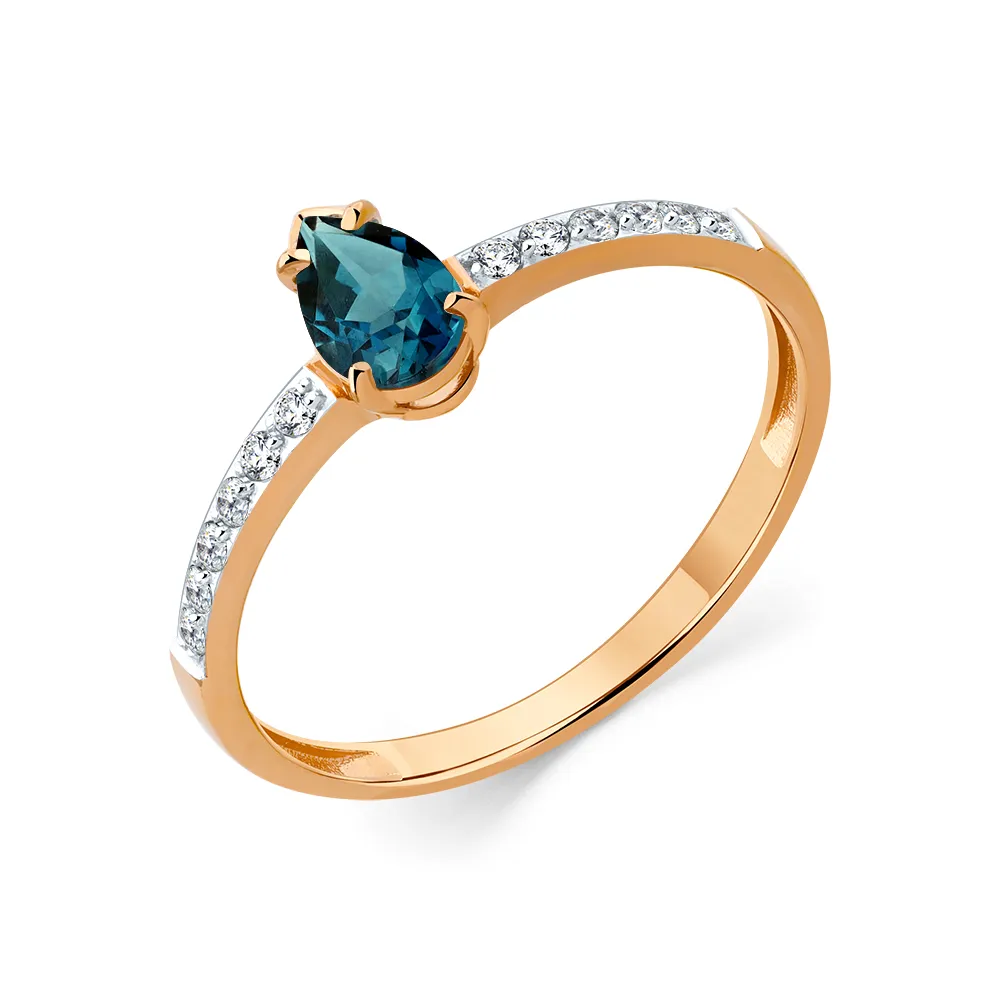 Inel din aur roșu cu Cubic Zirconia Incolor, Topaz London