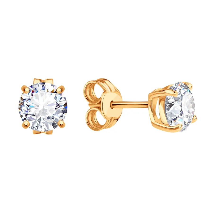 Cercei Pusete din aur roșu cu Cubic Zirconia Incolor